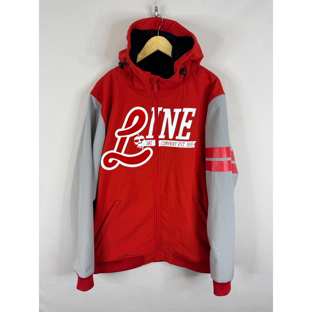 Line Skis Artillery Shell Technical Streetwear Jacket Red Grey Mens XL Full‎ Zip